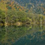 上高地の秋紅葉写真