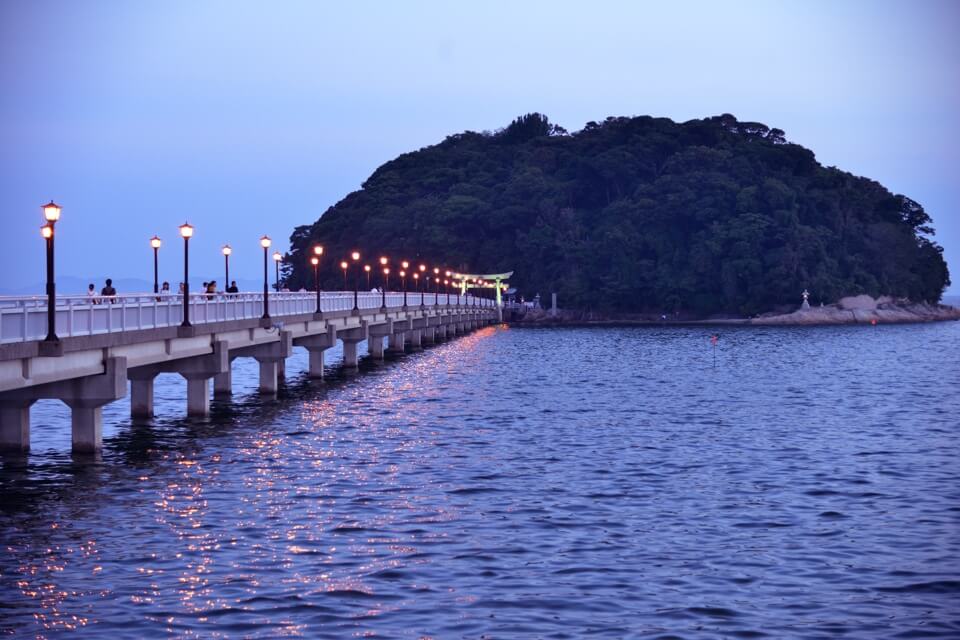 竹島桟橋の夕日写真