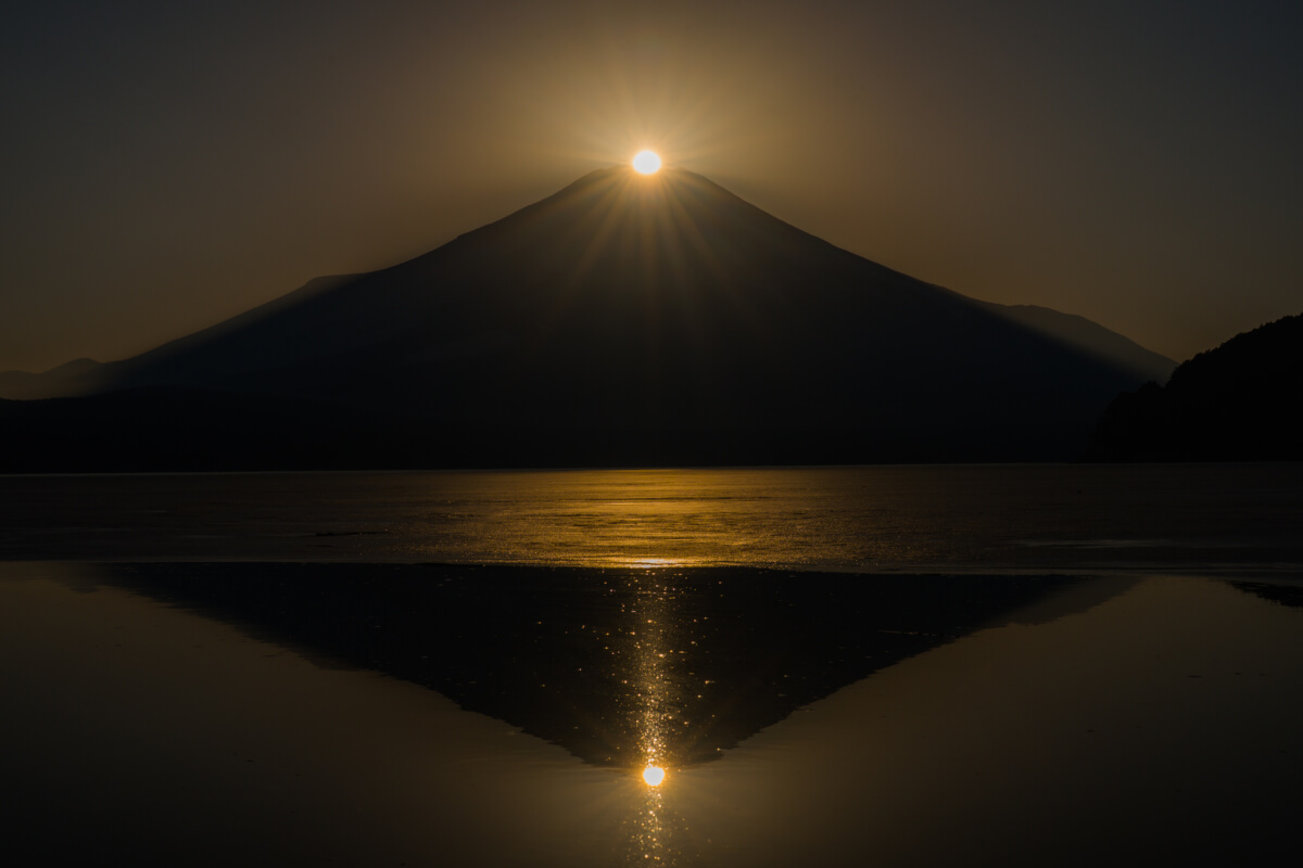 ダブルダイヤモンド富士山中湖写真