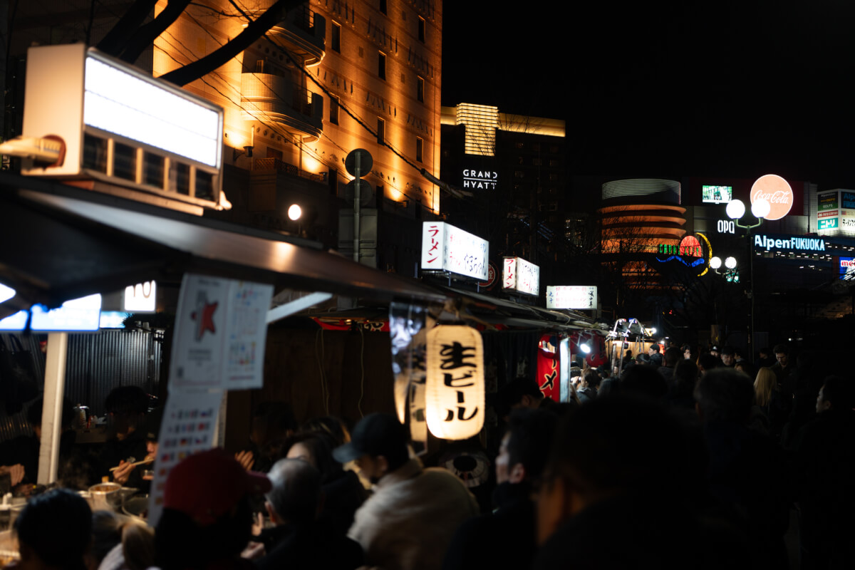 中洲屋台街の夜景写真撮影スポット