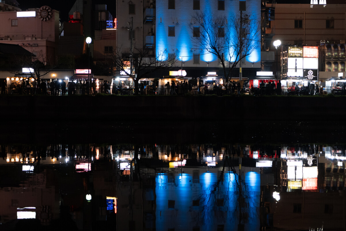 中洲屋台街の夜景写真撮影スポット