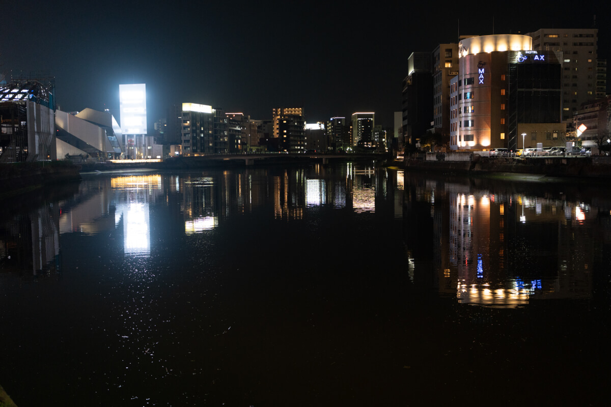 中洲屋台街の夜景写真撮影スポット