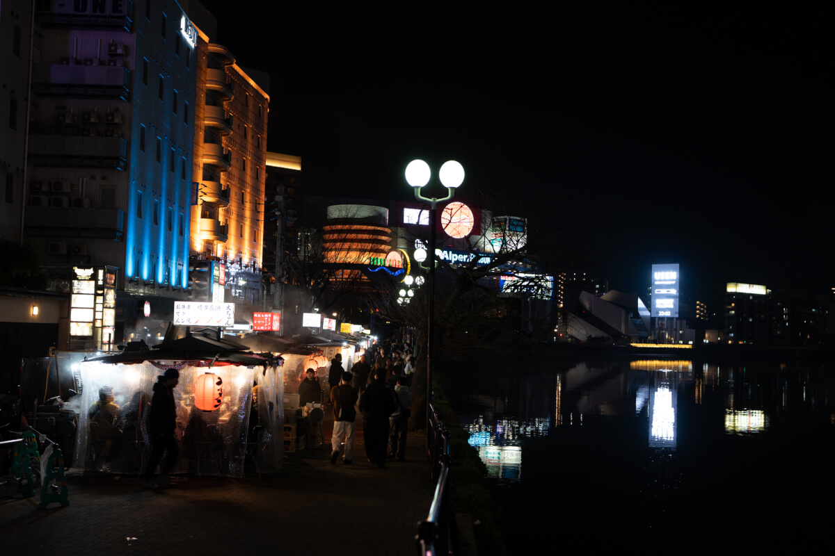中洲屋台街の夜景写真撮影スポット