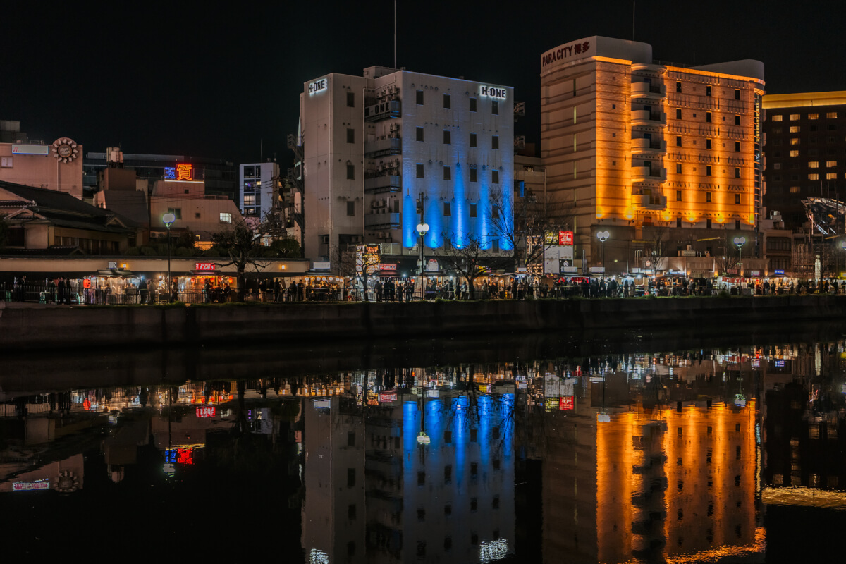 中洲屋台街の夜景写真撮影スポット
