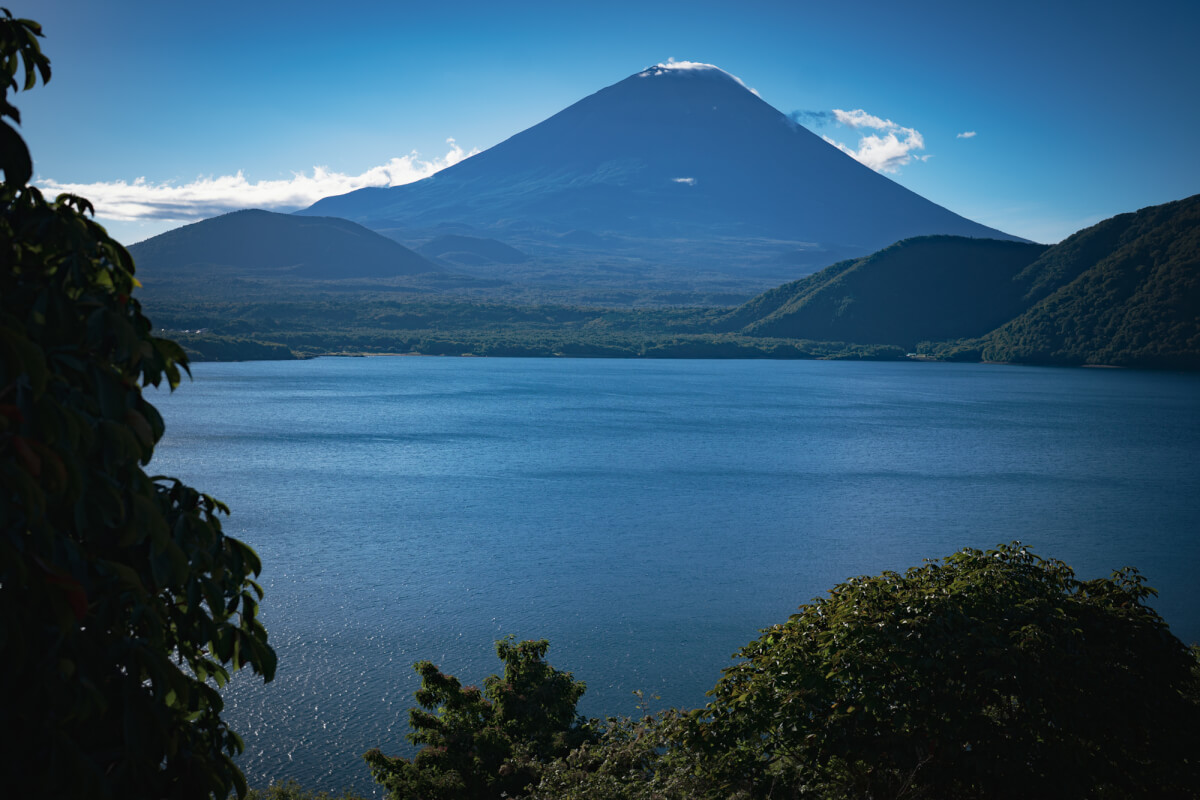 夏の本栖湖展望公園富士山