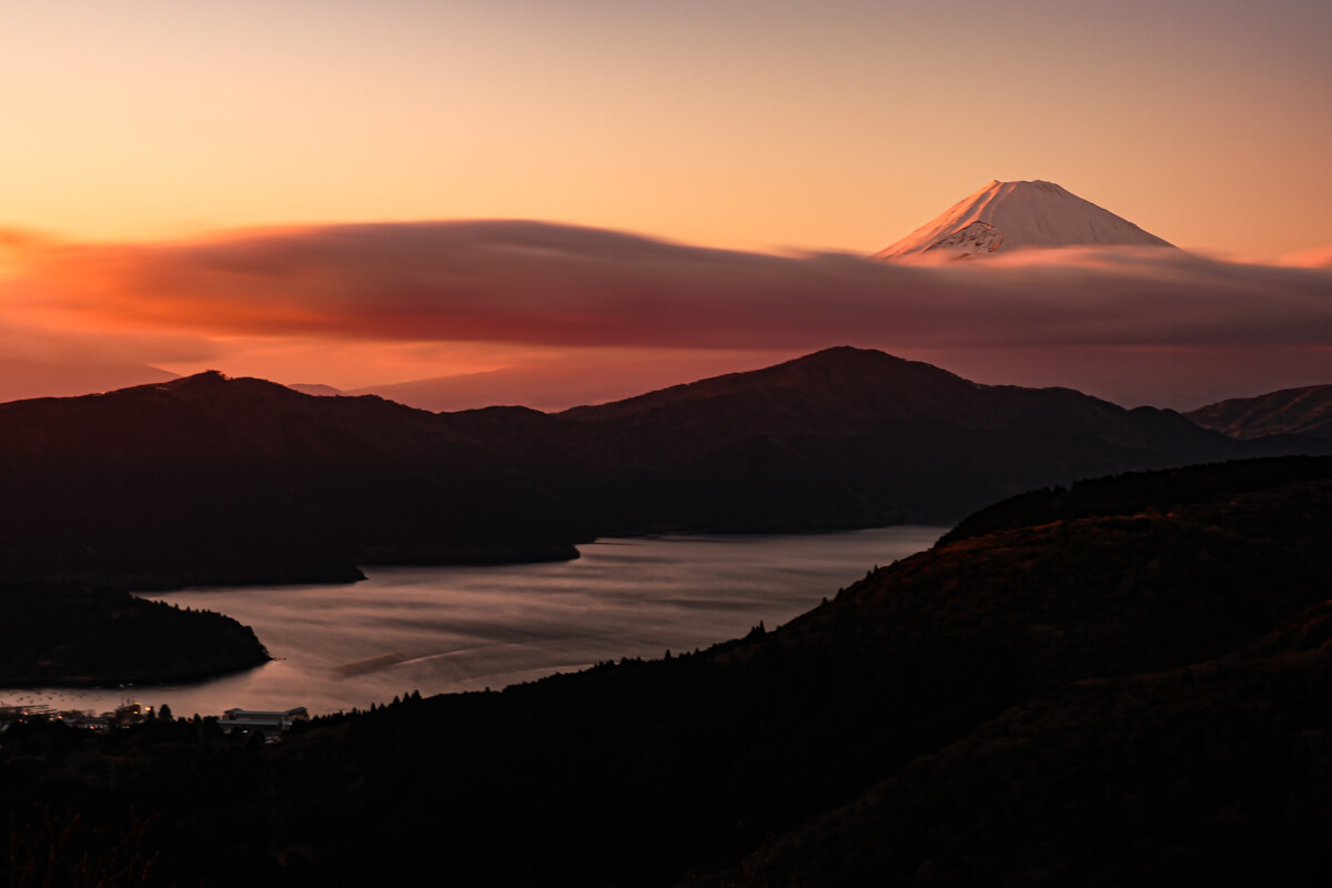 大観山展望台夕焼け富士山