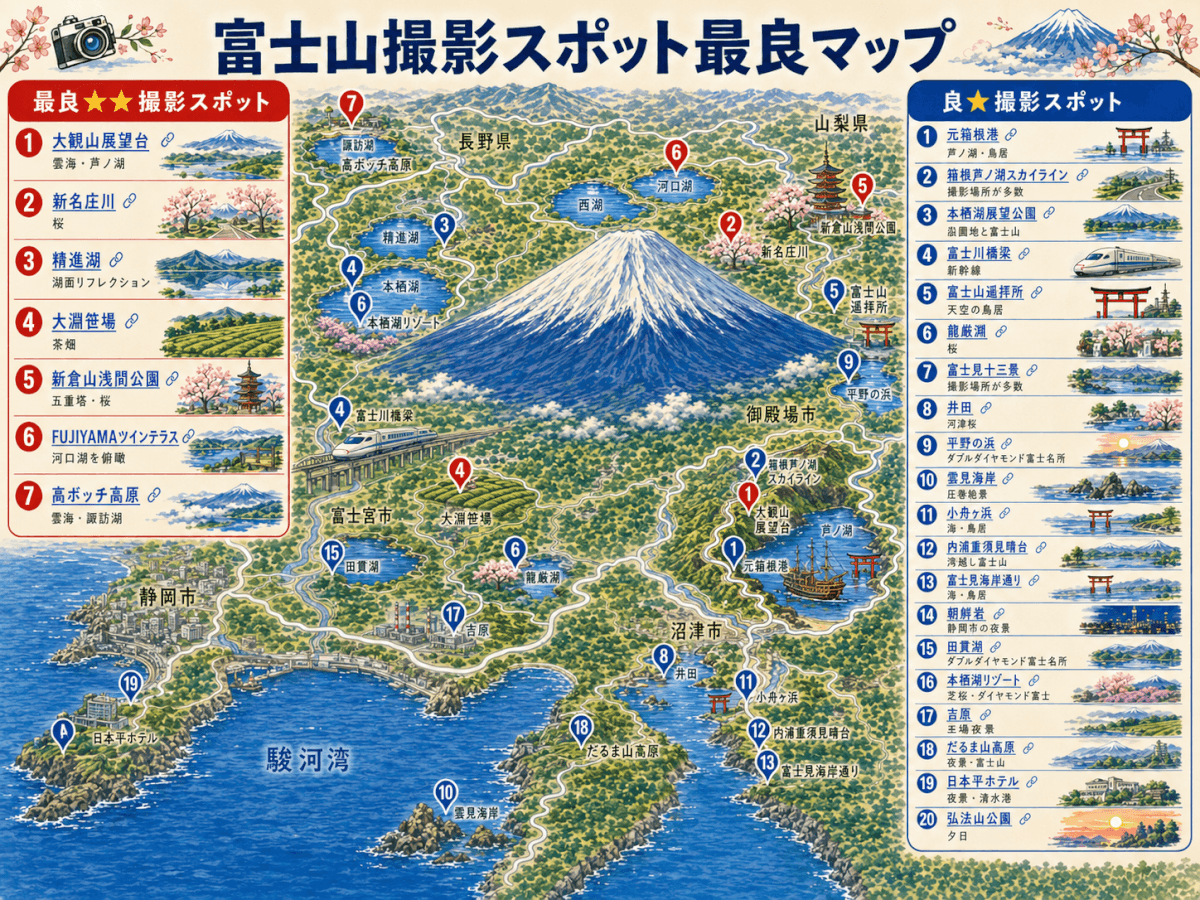 富士山撮影スポット最良マップ