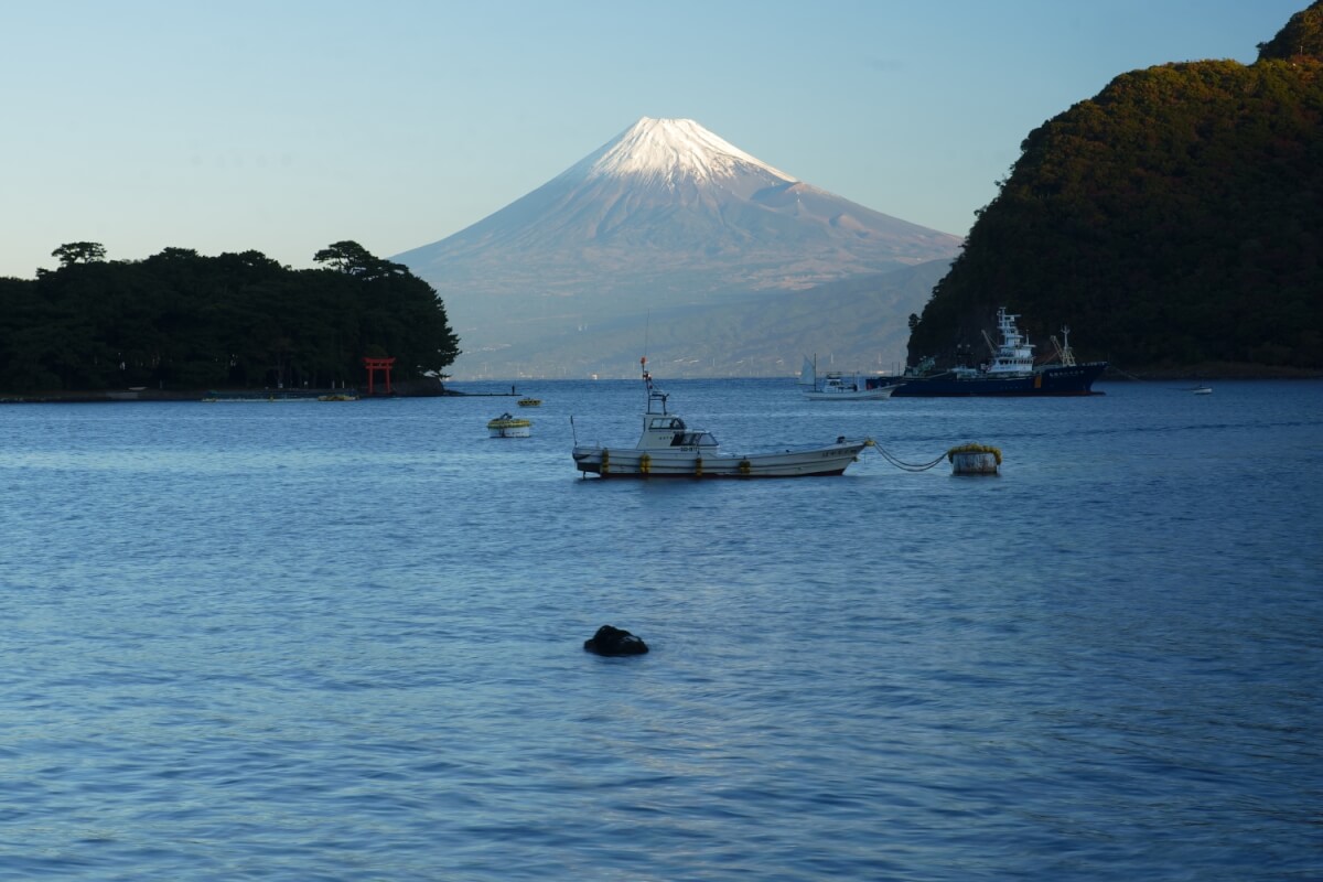 御浜岬〜富士山・朱色鳥居写真