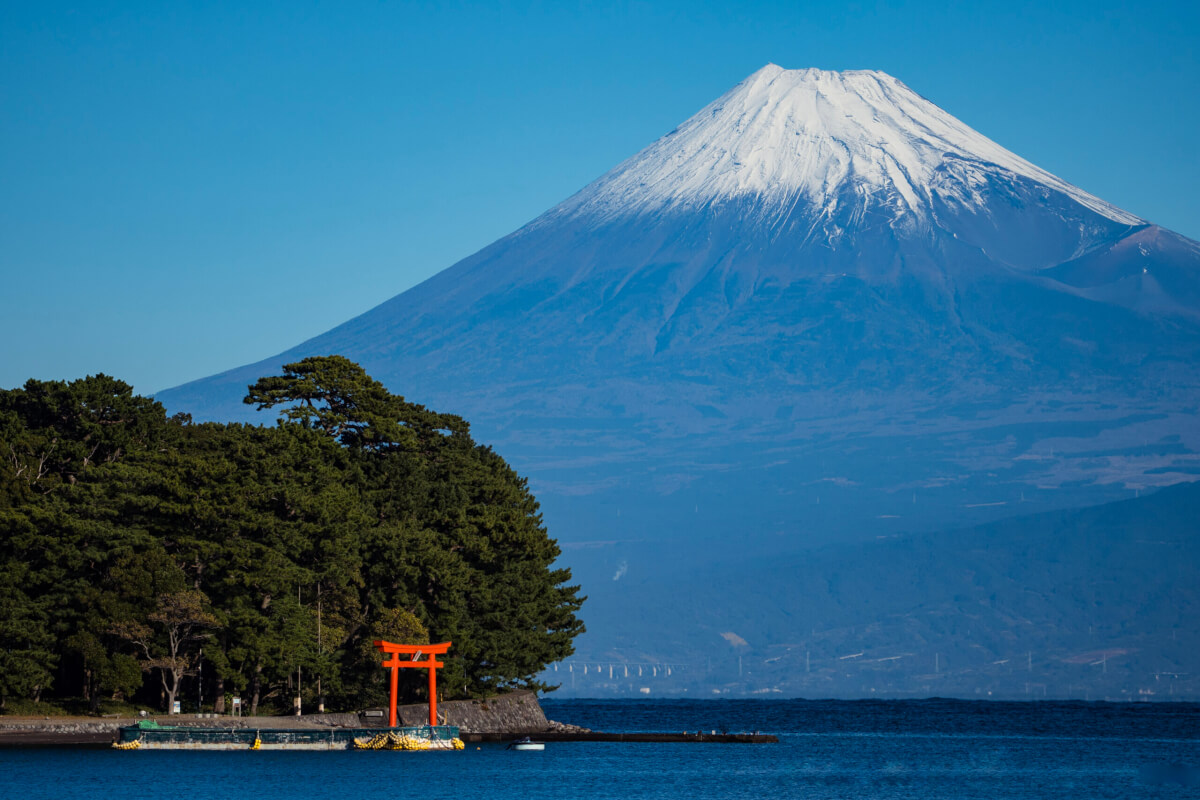 御浜岬〜富士山・朱色鳥居写真