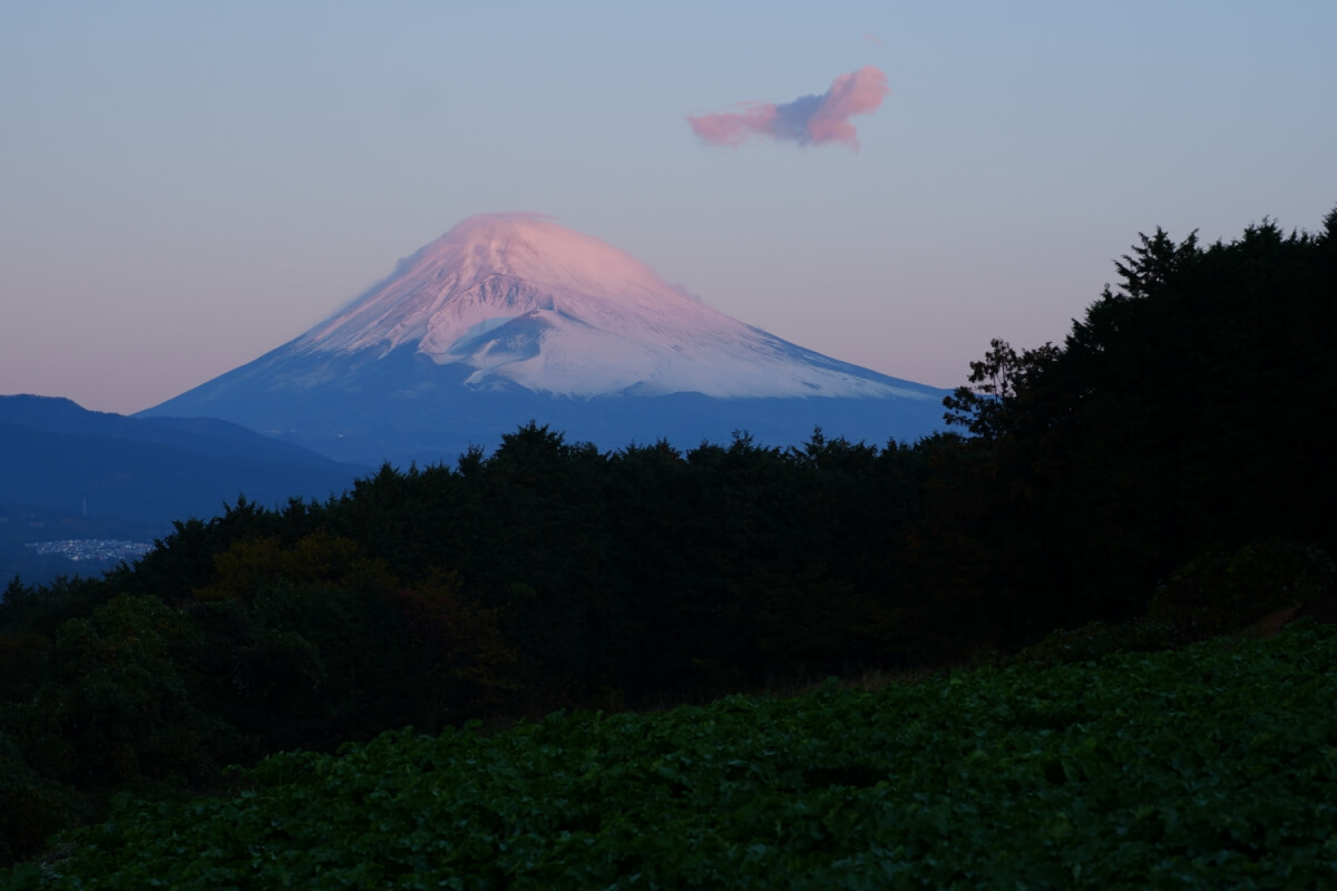 末広山公園の朝焼け富士山写真