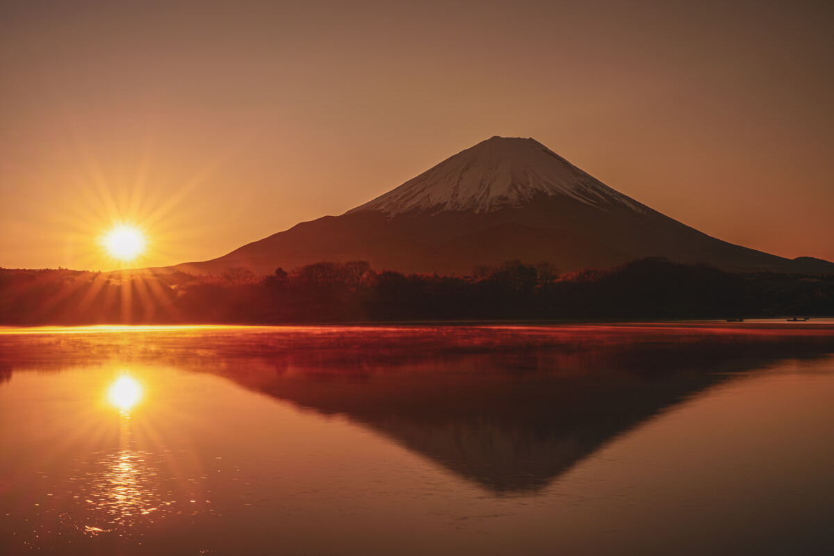 精進湖他手合浜富士山写真