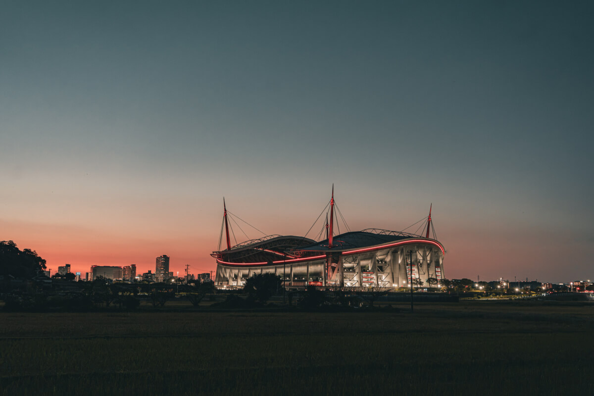 豊田スタジアム夕陽写真撮影