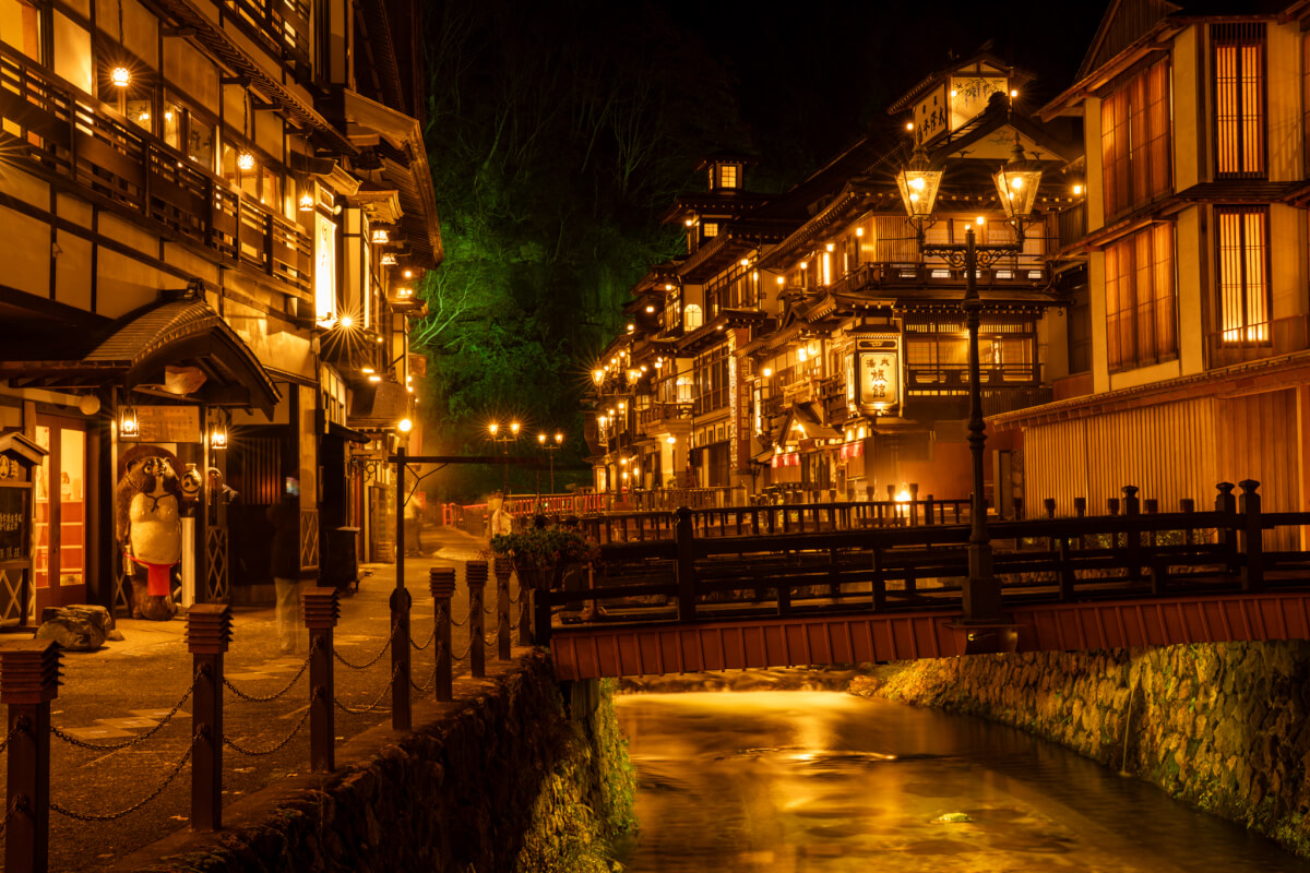銀山温泉夜景写真撮影_湯内旅館永澤平八